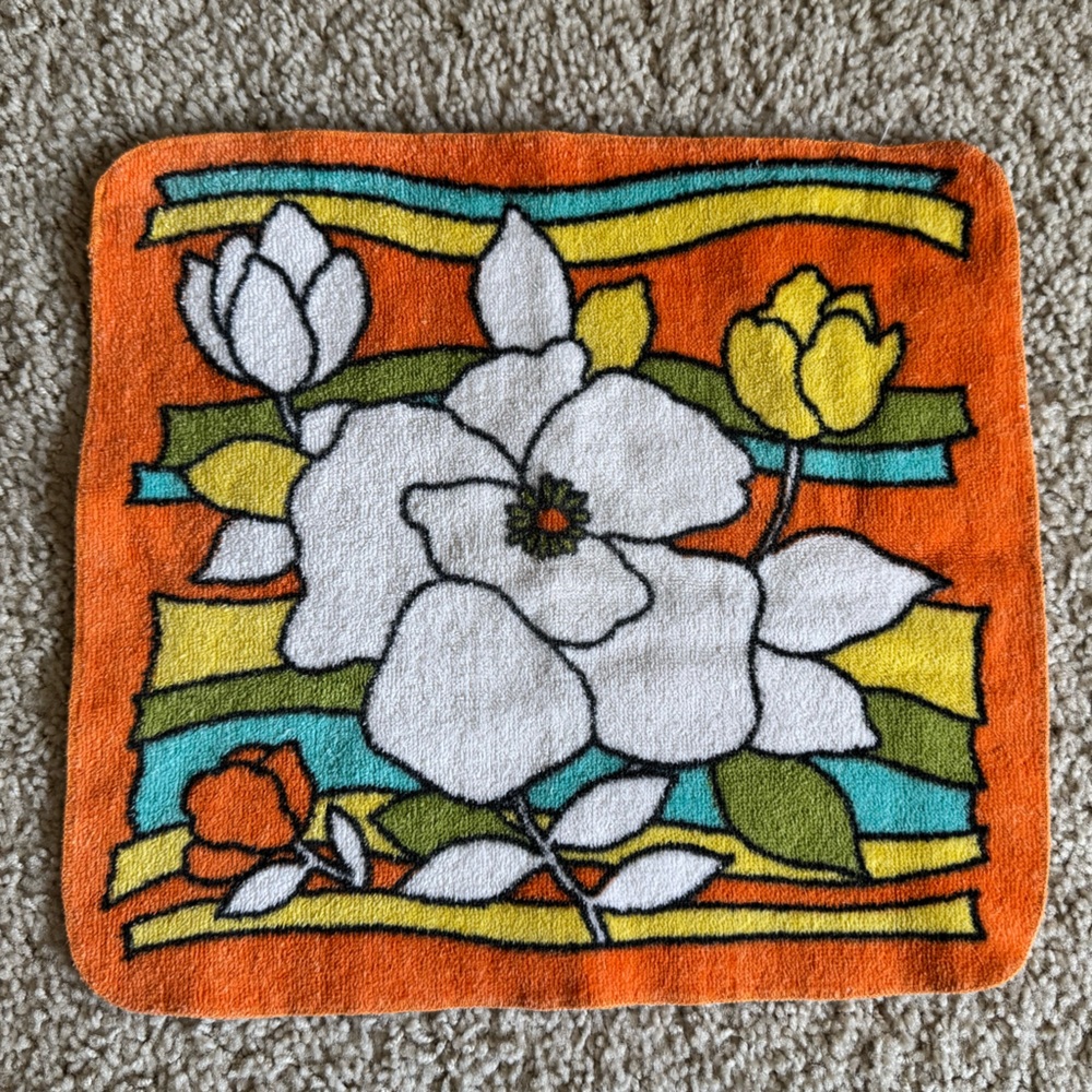 Fieldcrest Orange Floral Washcloth